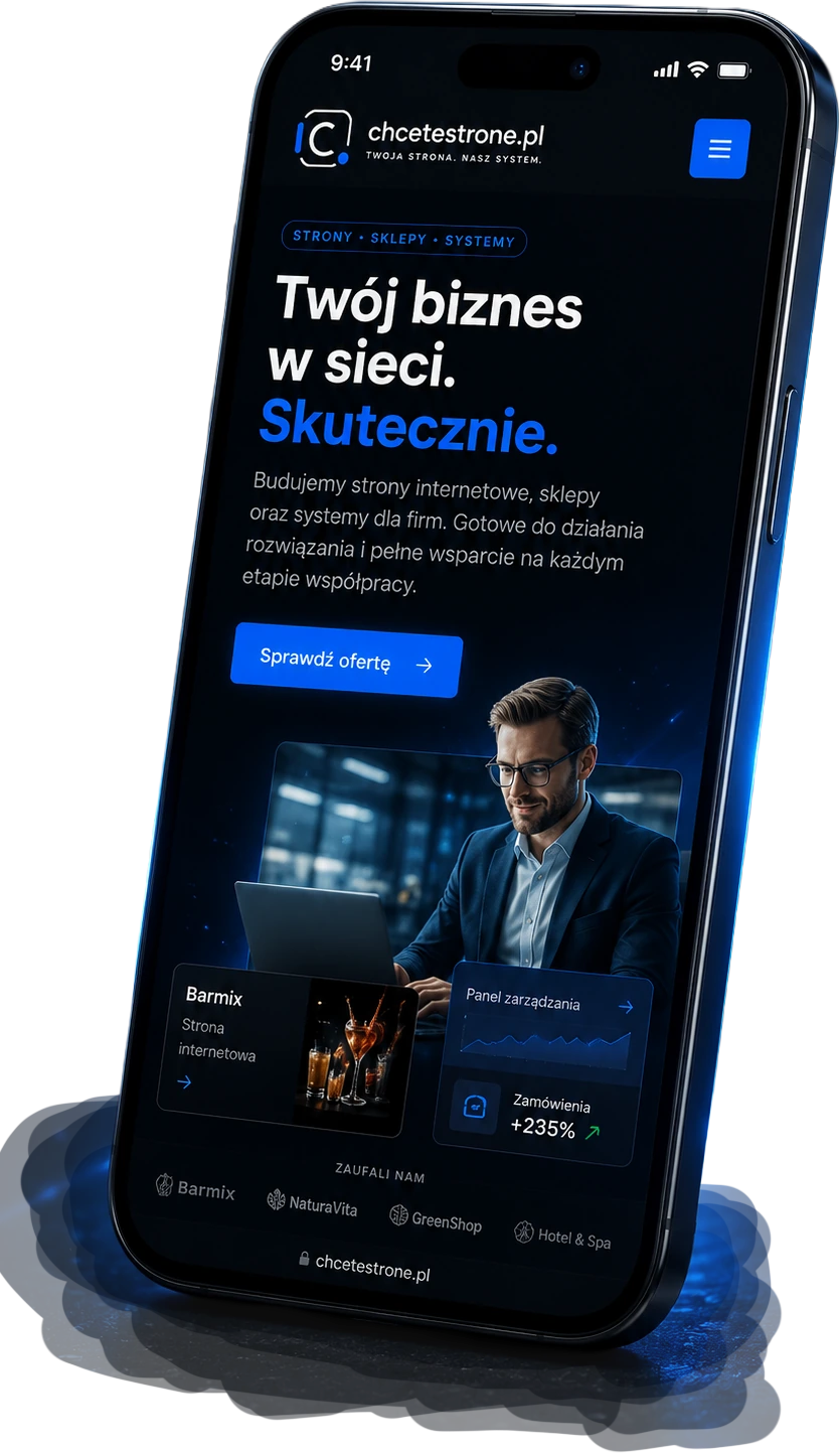 Demo biznesowej strony na telefonie