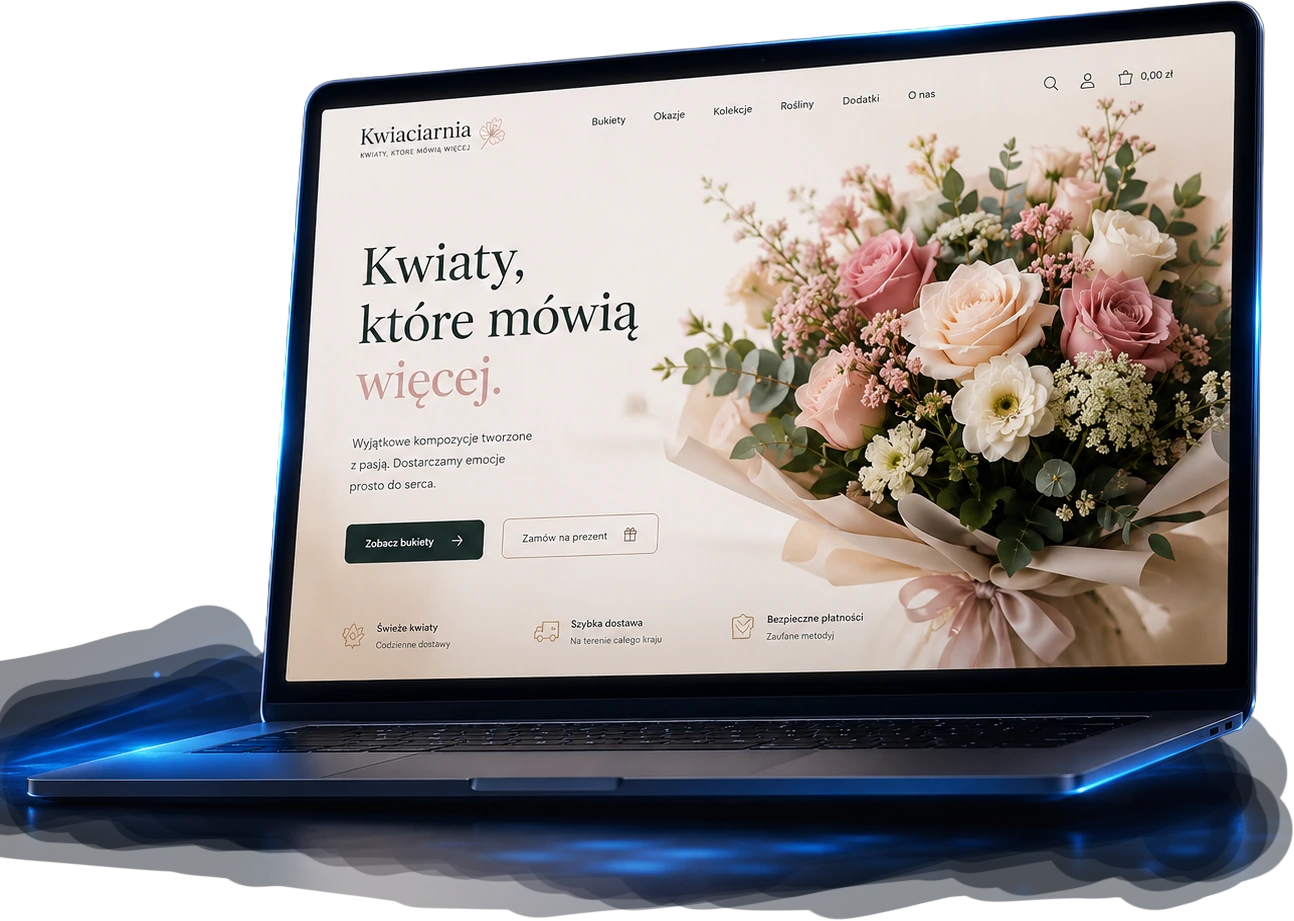 Demo kwiaciarni na laptopie