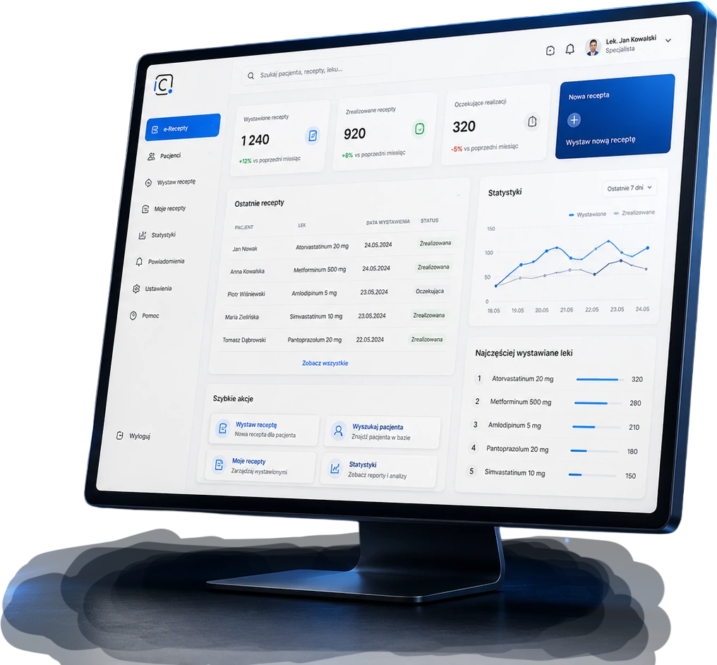 Demo systemu e-recept na monitorze
