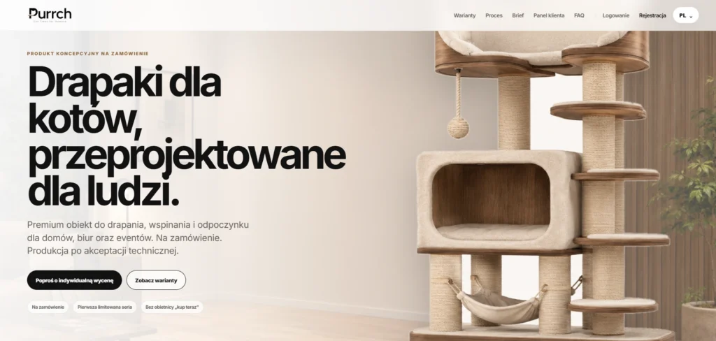 Purrch – strona marki z szybkim zakupem
